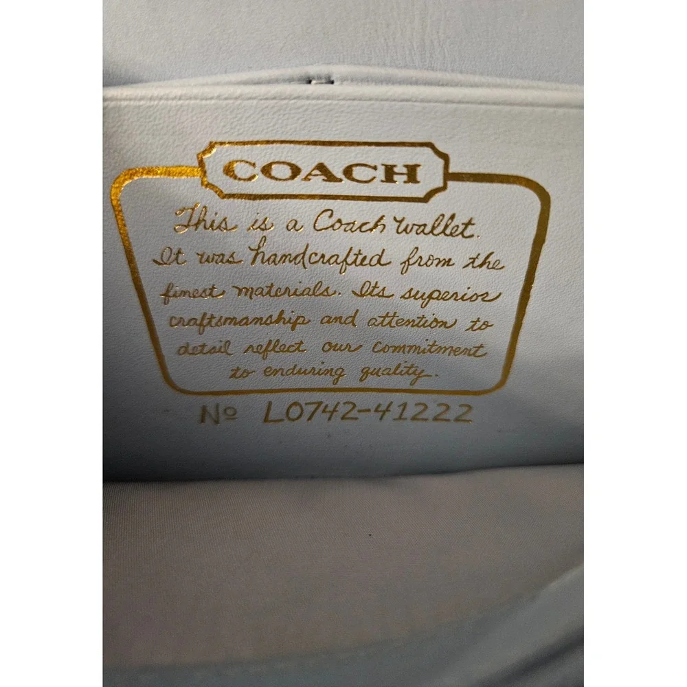 Coach Wallet Women OS Blue Cream Excellent Optic Signature C Zip 41222